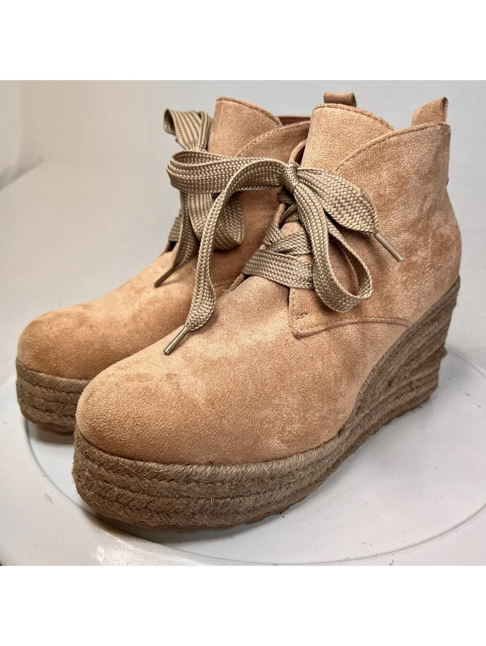 Women's Fashion Jute Rope Casual Wedge Ankle Boots Size 9